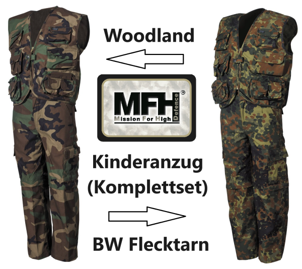 Kinderset - Weste - Hose - Hosenbeine abnehmbar - Survivalweste -  Unisex