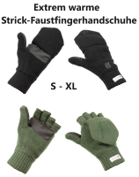 Strick-Faust-Fingerhandschuhe - Extra Warm - Abklappbare Fingerkuppen