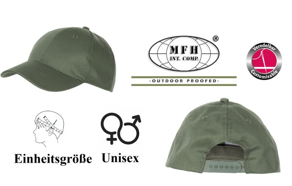 US Cap - Schirmmütze - Größenverstellbar - Unisex - Oliv