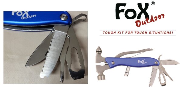 FoX Outdoor Werkzeugset "Worker" - 11teilig - LED Lampe - Hammer - Säge