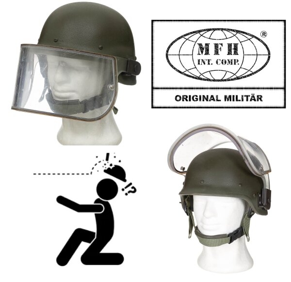 Italienische Armee -  Gefechtshelm mit Visier - Ballistisch - "T.P." - Kevlar + Aramid - Original Militär - Gebraucht