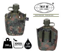 US Feldflasche - 1 Liter - BPA - frei - inkl. Tragehülle - Flecktarn