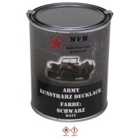 MFH Outdoorlack - Armylack - Kunstharz Decklack - Schwarz - Matt - RAL9021 - ca. 1 Liter Dose