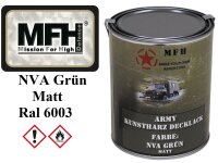 MFH Outdoorlack - Armylack - Kunstharz Decklack - NVA Grün - Matt - RAL6003 - ca. 1 Liter Dose