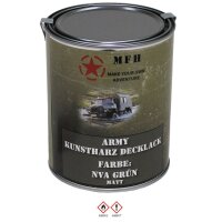 MFH Outdoorlack - Armylack - Kunstharz Decklack - NVA Grün - Matt - RAL6003 - ca. 1 Liter Dose