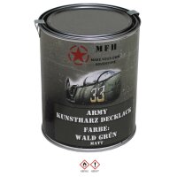 MFH Outdoorlack - Armylack - Kunstharz Decklack - Wald Grün - Matt - RAL6031 - ca. 1 Liter Dose