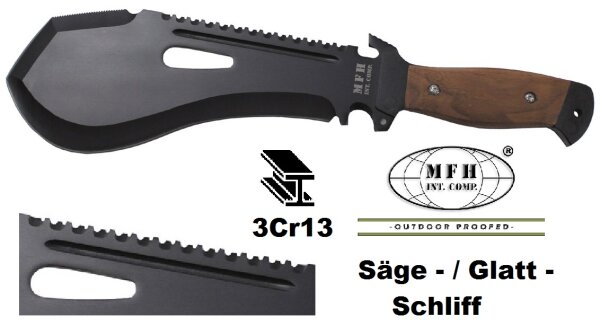 Machete "Extrem" - Hartholzgriff - 3Cr13 Stahl - grobe / feine Zahnung