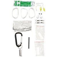 Survival Set "Parachute Cord" - Fallschirmleine, Angelset, Feuerstarter, Skalpell,... - Schwarz