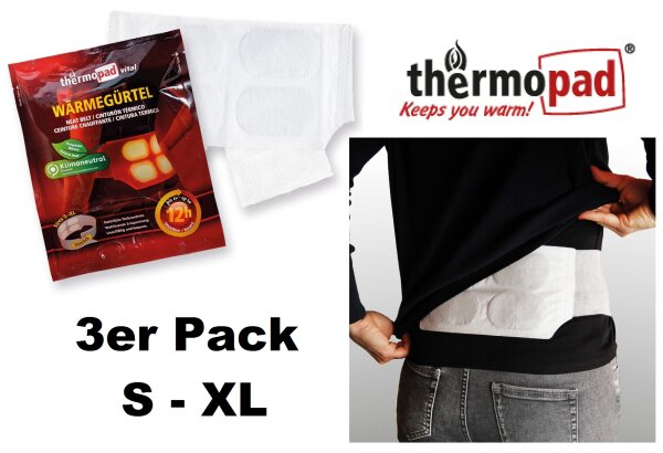 Wärmegürtel "Thermopad" - 3er Pack - bis zu 12 h / 48° - S - XL