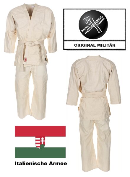 Italienischer Judoanzug - Hose + Jacke + Gürtel - Neuwertig - Naturfarben - Original Militär