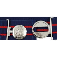 Britische Armee Paradegürtel / Koppel - Blau/Rot - ca.6cm - Neuwertig – Metallschnalle mit Löwenkopf: Animo et Fide - Größe: M - Original Militär