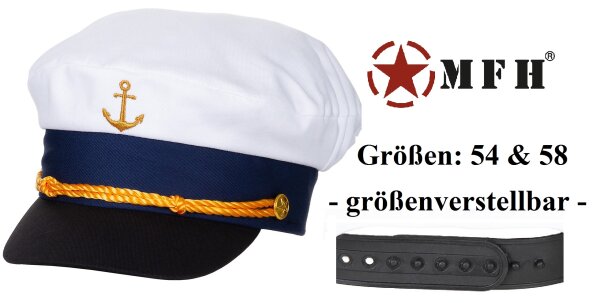 Marineschirmmütze - Größenverstellbar - Kapitänmütze