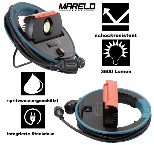 MARELD Arbeitslampe - HighEnd LEDs: 3500 Lumen - 90° Schwenkbar - Kompakt - Magnetisch