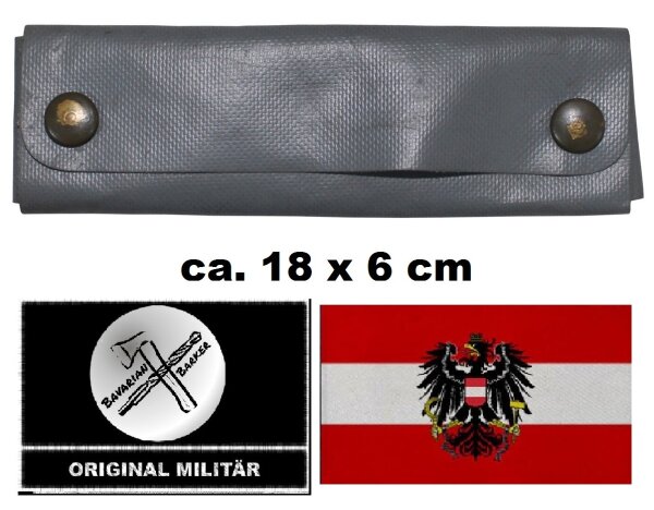 Österreichisches Bundesherr Essbesteck - Etui - Grau - Leder - ca. 18 x 6 cm - Original Militär