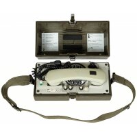 Deutsches Feldtelefon "Krone WF" - Ackerschnacker - NSN: 5805-12-176-4495 - im Koffer / inkl. Tragegurt - Original Militär