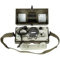 Deutsches Feldtelefon "Krone WF" - Ackerschnacker - NSN: 5805-12-176-4495 - im Koffer / inkl. Tragegurt - Original Militär