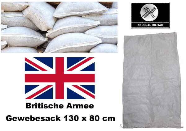 3 x Britischer Gewebesack - Weiß - Gebraucht - extrem strapazierfähig - Größe: ca. 130 x 80 cm (B x H) - Original Militär