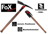 Pickel - Klappbar - mit Holzstiel - Carbon-Stahl 1050 -...