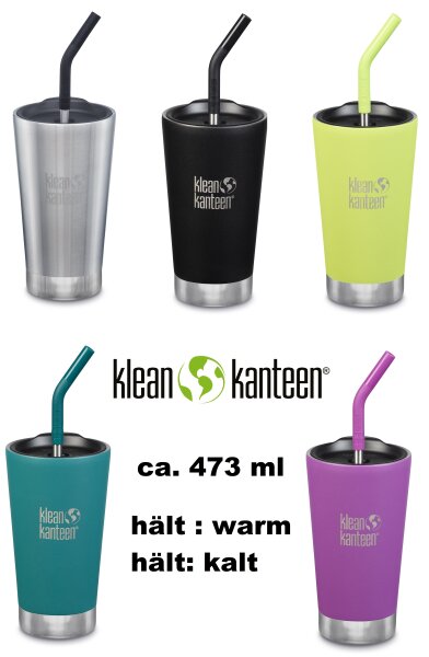 Katadyn®Klean®Kanteen Tumbler - Becher - vakuumisoliert - ca. 473 ml (16 oz) - mit Deckel und Trinkhalm