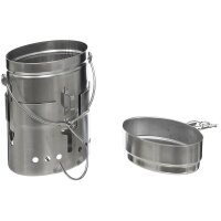 Schwedisches Kochset - M40 - 3 teilig - 100 % Edelstahl - Topf ca. 1,5l - Pfanne ca. 600ml - Windschutz - Canvasbeutel