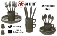 Camping Kunststoffgeschirr - Set - 26teilig - Oliv - ca....