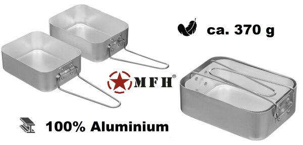 Holländisches Kochgeschirr - Essgeschirr - 2 teilig - 100 % Aluminium - Topf ca. 1 l - Topf ca. 0,7 l - ca. 370 g