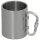 Tasse - Outdoorbecher - 100 % Edelstahl - ca. 300 ml - Doppelwandig - ca. 125 g - Karabiner - Klapphenkel - Isolierend