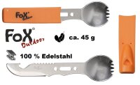 Multifunktionsgöffel - Göffel - Messer - ca. 45 g - 100 % Edelstahl - 2 in 1: Gabel und Löffel, Messer, Signalpfeife