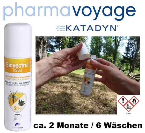 Pharmavoyage® Anti Mücken - Moskito - Imprägnierspray - Biovectrol Tissu - ca. 2 Monate bzw. 6 Wäschen