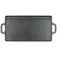 Original Grillplatte aus 100 % Gusseisen - 2 Griffe - ca. 50 x 23 x 1,5 cm - wendbar: glatte und geriffelte Grillfläche