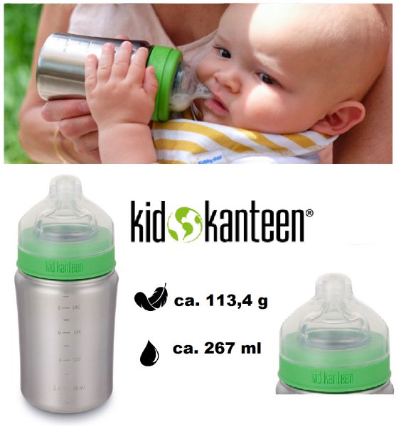 KleanKanteen® BabyBottle - Baby Edelstahl Trinkflasche - ca. 226 ml - mittlerer Trinkfluss - BPA  frei - 6 + Monate