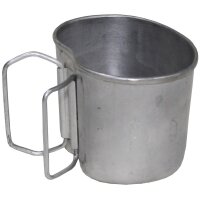 Österreichischer Trinkbecher - ca. 0,5 Liter - 100 % Aluminium - 2 klappbarer Henkel - Original Militär