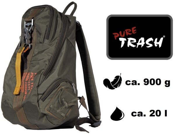 Outdoor Rucksack "PureTrash" - Klein - ca. 20 Liter - Oliv - ca. 900g - ca. 30 x 50 x 25 cm