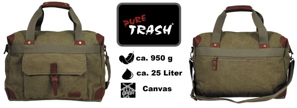 Handtasche - Laptoptasche Canvas "PureTrash" - ca. 35 Liter - Echtleder- und Messingaccessoire - ca. 950 g - ca. 32 x 46 x 25 cm