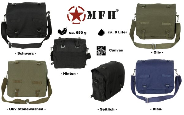 MFH Bundeswehr Kampftasche - Canvas - Groß - ca. 8 Liter - ca. 650  g - ca.  32 x 23 x 12 cm