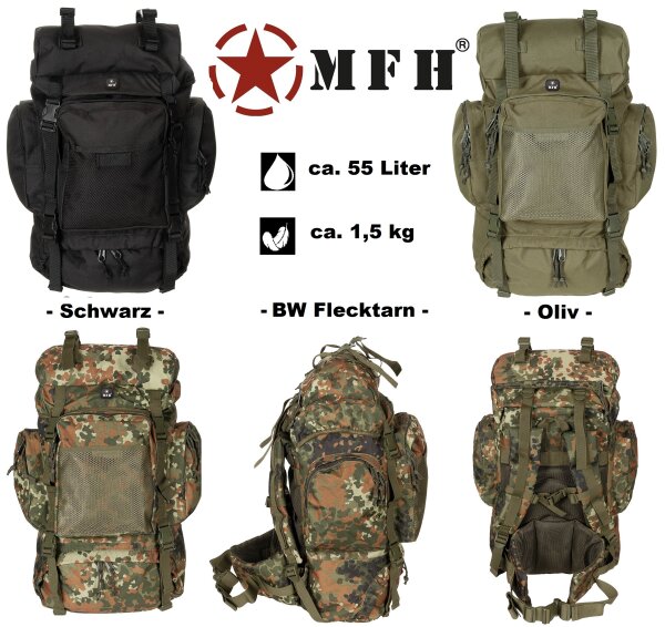 Tactical Rucksack - Groß - Polsterungen - ca. 55 Liter - ca. 1,5 kg - ca. 50 x 60 x 20 cm