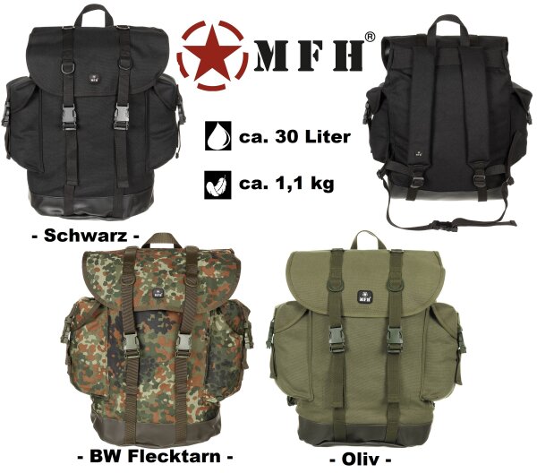 BW Gebirgsjägerrucksack - neues Modell- ca. 30 Liter - ca. 1,1 kg - ca. 32 x 40 x 21 cm - 100% Baumwolle