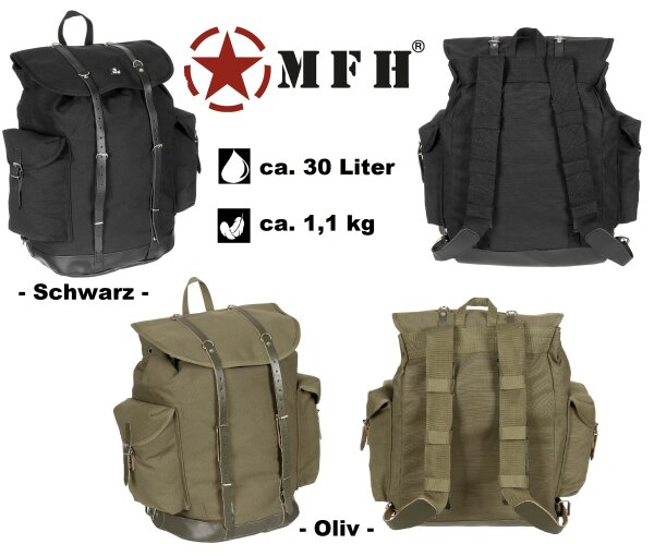 BW Gebirgsjägerrucksack - altes Modell- ca. 30 Liter - ca. 1,1 kg - ca. 32 x 45 x 21 cm - 100 % Baumwolle