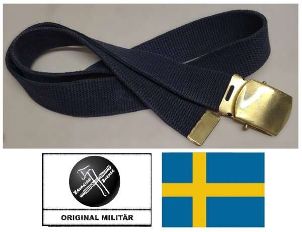 Schwedischer Hosengürtel - Blau – Metallschnalle - Breite: ca. 3 cm - Original Militär