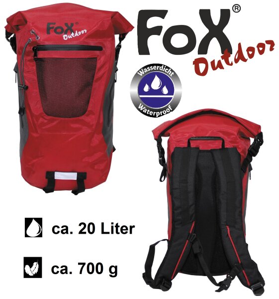 Outdoor Rucksack "Dry Pak 20" - Wasserdicht - ca. 20 Liter - ca. 700 g - 100 % Polyester - Rot