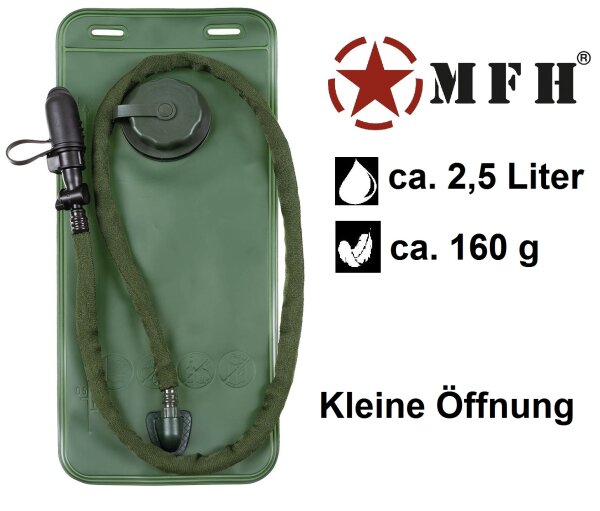 TPU - Beutel mit Schlauch und Mundstück - für Trinkrucksack - ca. 2,5 Liter - kleine Öffnung - ca. 40 x 17 cm - ca. 160 g