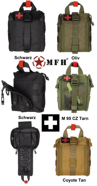 Tasche Erste Hilfe - Klein - Molle IFAK  -  abnehmbare Molle-Trägerplatte - ca. 16 x 18 x 8 cm - 100 % Polyester