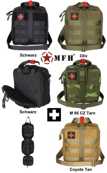 Tasche Erste Hilfe - Groß - Molle IFAK - abnehmbare Molle -Trägerplatte - ca. 21 x 22 x 12 cm - 100 % Polyester