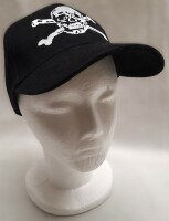 Baseball Cap - Großer Totenkopf-Stick auf der Stirnseite - Größenverstellbar durch Klemmverschluss - 100 % Baumwolle