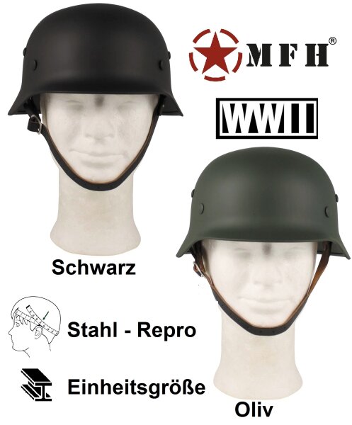 Deutscher Stahlhelm - hochwertige Repro des original Stahlhelms aus WWII - Einheitsgröße - Verstellbar