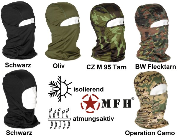 Sturmhaube "Mission" - Balaclava - 1 Loch - bewegliche Mundpartie - Einheitsgröße - atmungsaktiv und feuchtigkeitsleitend