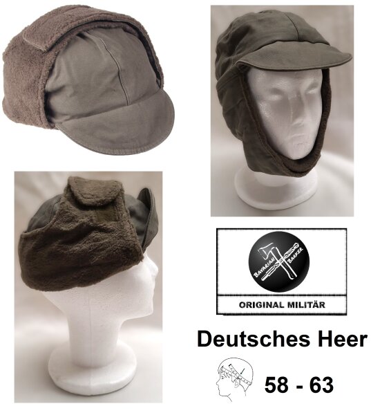 Deutsche Bundeswehr - Wintermütze - abklappbare Ohren - gefüttert - Original Militär