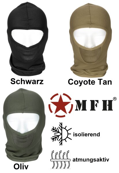 Sturmhaube "Tactical" - Balaclava - 1 Loch - Mesh Gewebe im Mundbereich - Einheitsgröße - atmungsaktiv und feuchtigkeitsleitend