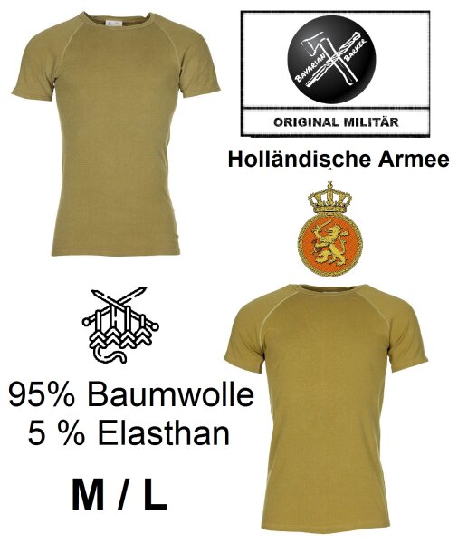 Holländisches Unterhemd - Coyote Tan - M / L - gebraucht - Original Militär - 95% Baumwolle, 5% Elasthan