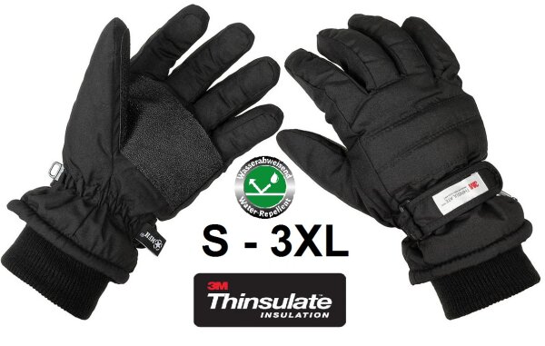 Fingerhandschuhe - Schwarz -  3M™ Thinsulate™ Insulation  - wasserabweisend und rutschhemmend